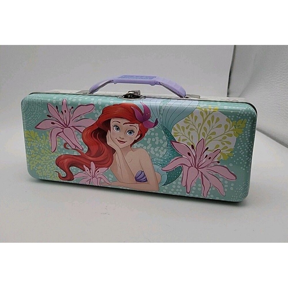 Vintage Disney The Little Mermaid Ariel Pencil Case Tin Tool Box - Rare